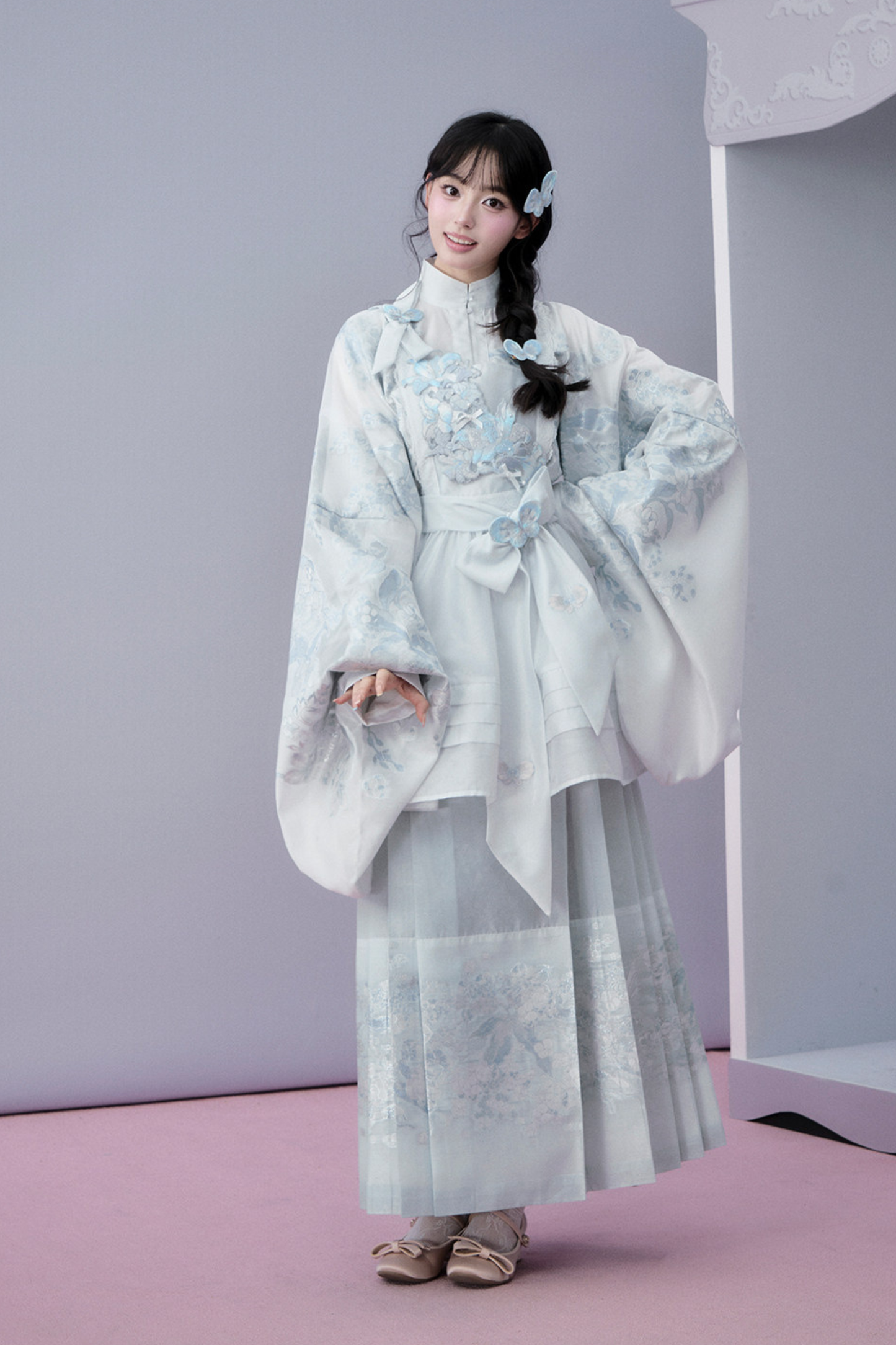 Water Mist Pure Chinese-style Jacket + Skirt + Overskirt