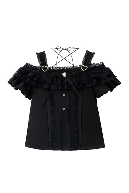 [pre-order] Jirai Off Shoulder Top + Flare Skirt + Ribbon