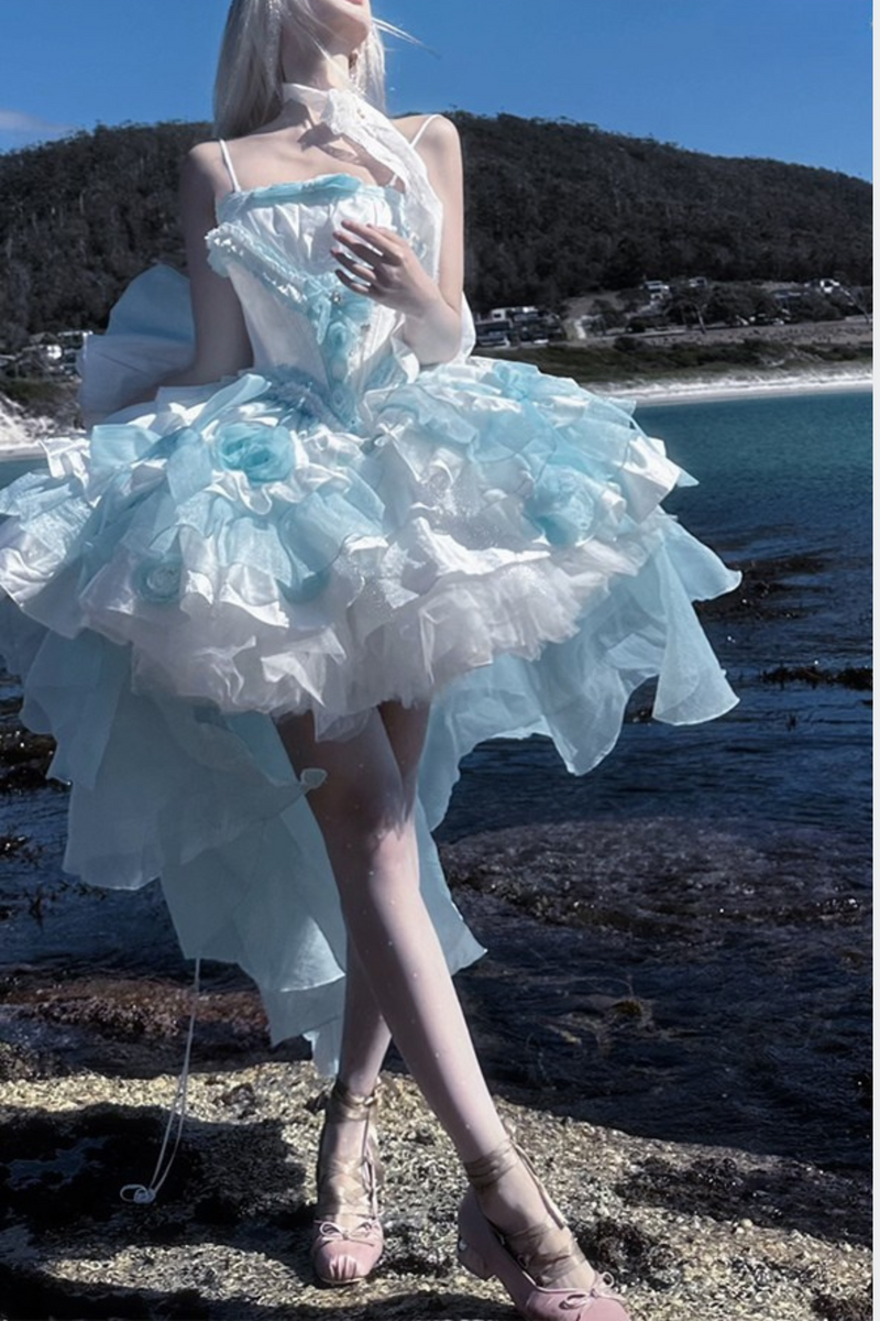 [pre-order] Paraiba Tourmaline Rose Long Tail Beauty Dress Set