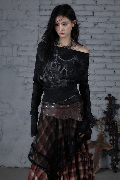 Dark Punk One Shoulder Top