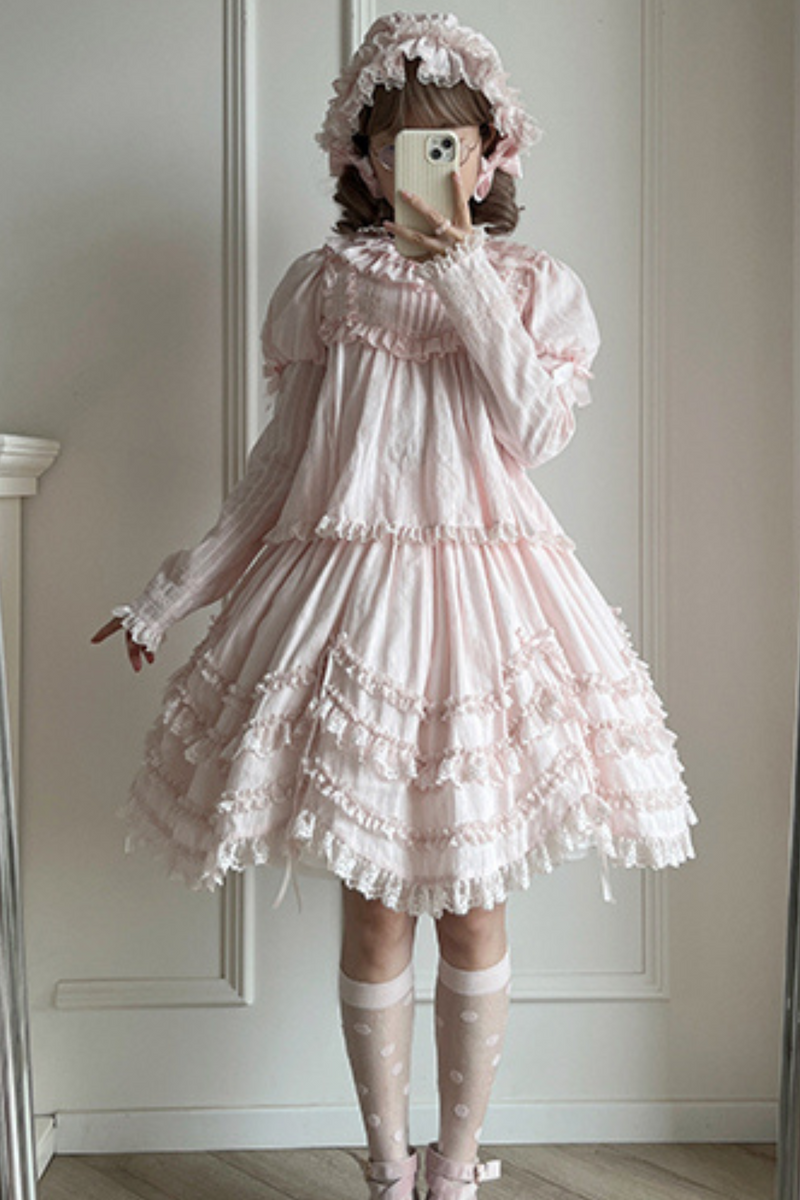 [pre-order] Marionette Lolita Jumper Skirt + Ruffle Collar Top + Flare Skirt + Lolita Dress