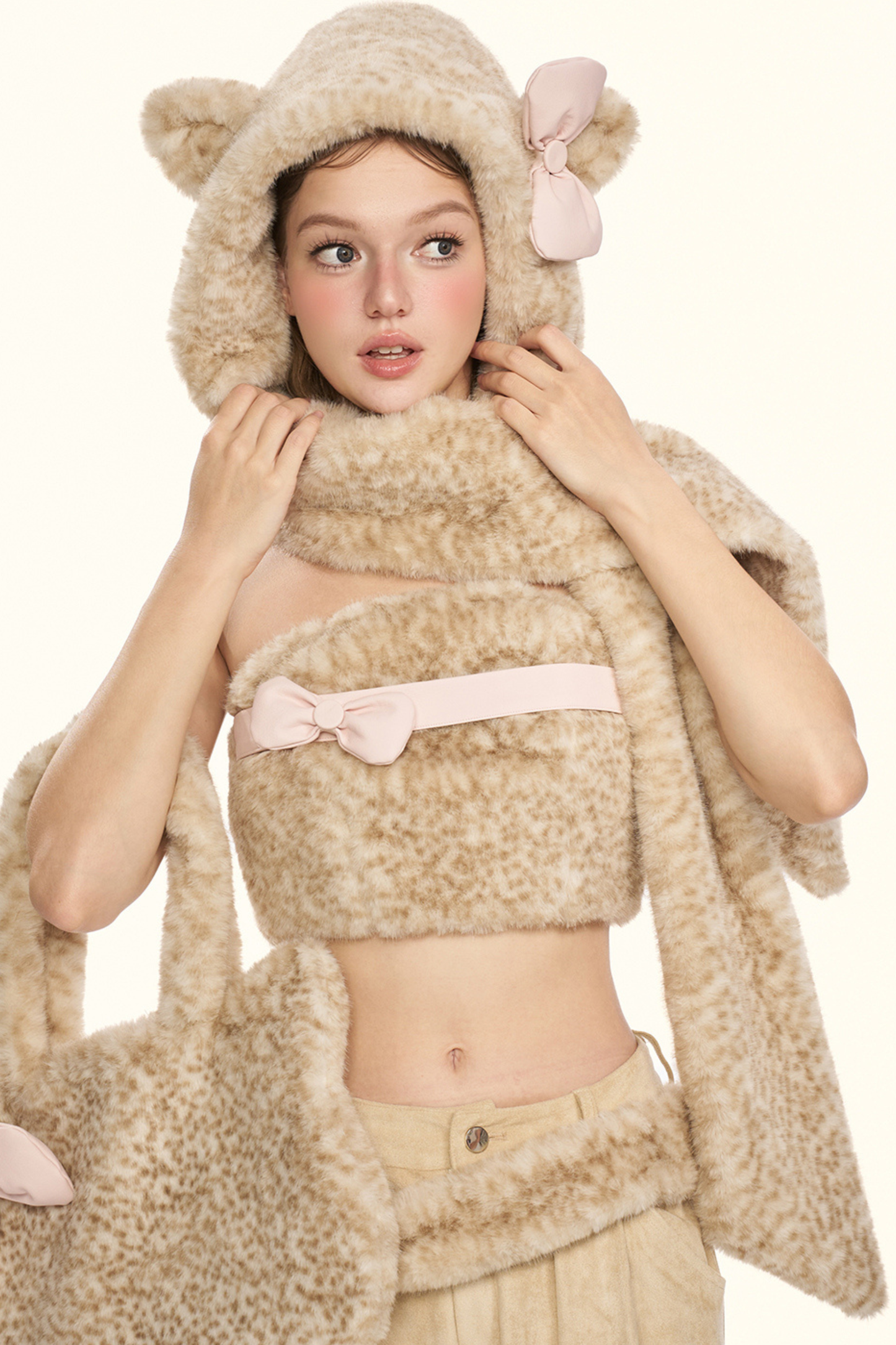 Little Milk Leopard Top + Pants + Hat + Belt
