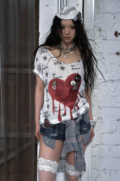 Y2k Tight Print Top
