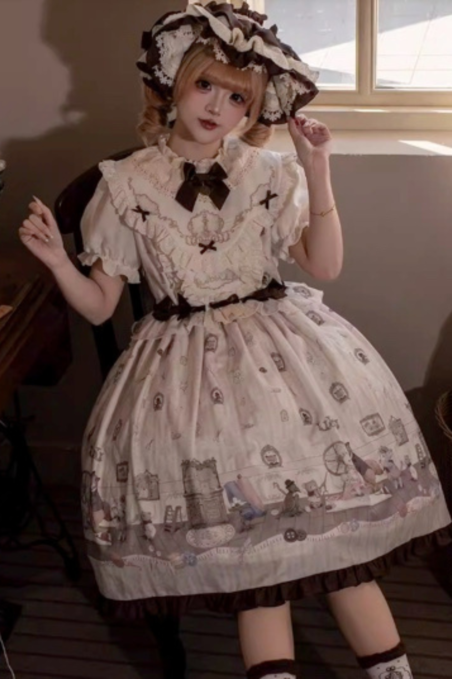 [pre-order Deadline: March 26] Cherry Lolita Dress + Jumper Skirt + Shirt + Bonnet + Headband