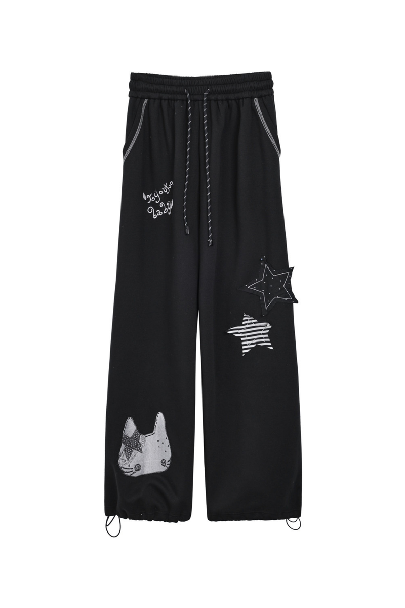 Animal Doll Print Top + Pleated Skirt + Wide Pants + Jacket