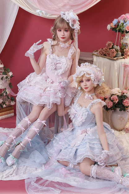 Light Sweet Lolita Jumper Skirt + Hat + Hairband