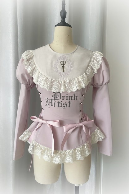 Drawstring Gothic Sweet Tops + Tiered Skirt