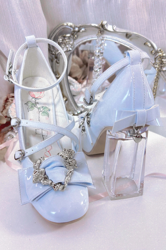 Love Buckle Crystal Heel Shoes