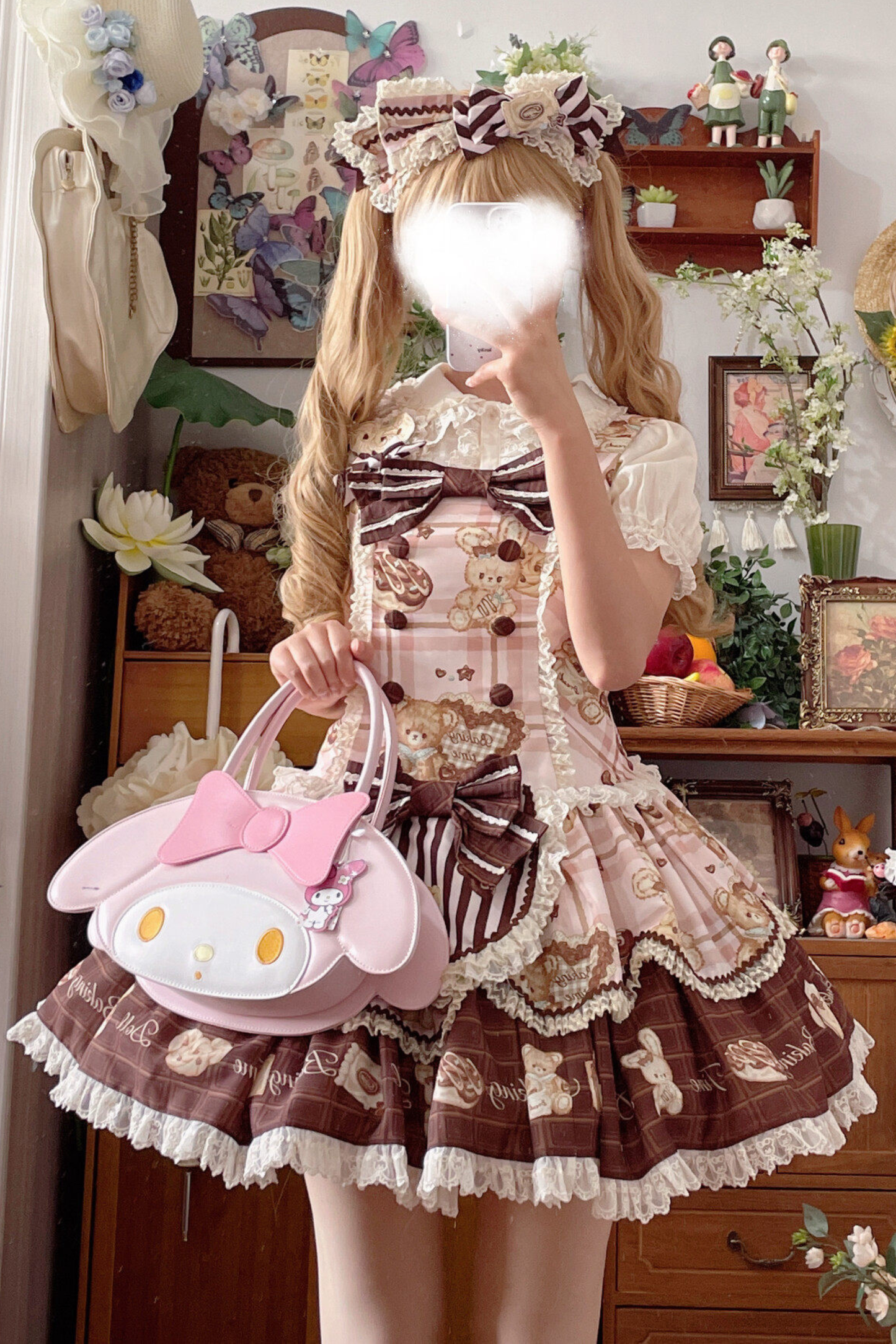 Bear Tea Party Lolita Dress + Jumper Skirt + Shirt + Headband + Brooch + Apron