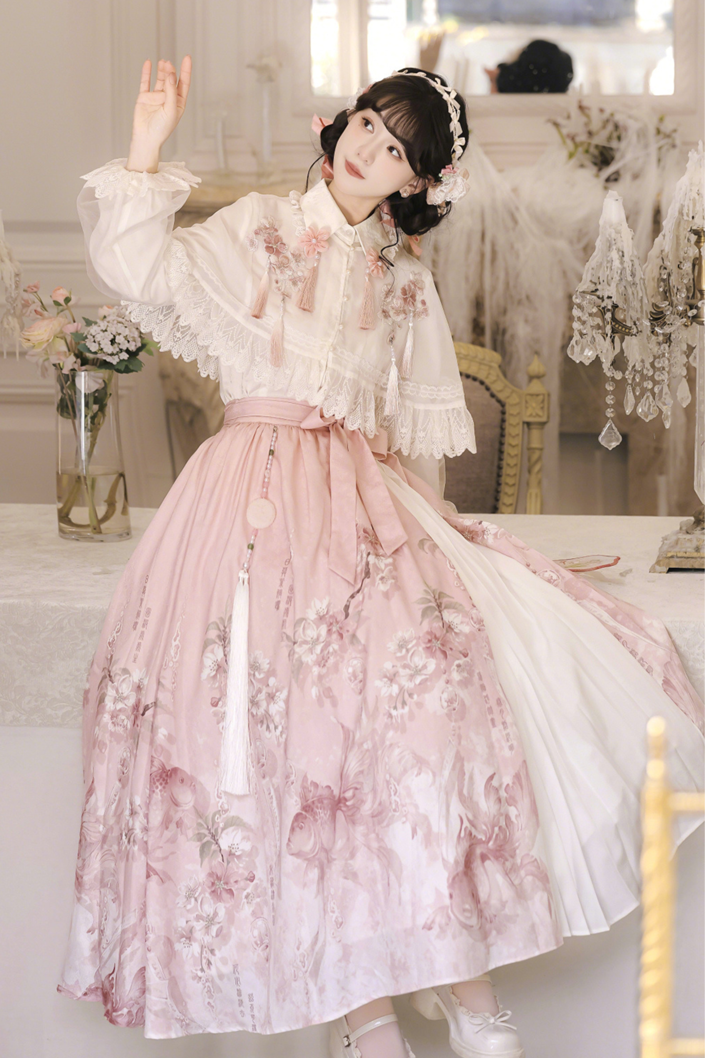 Sweet Flower Shawl + Blouse + Skirt