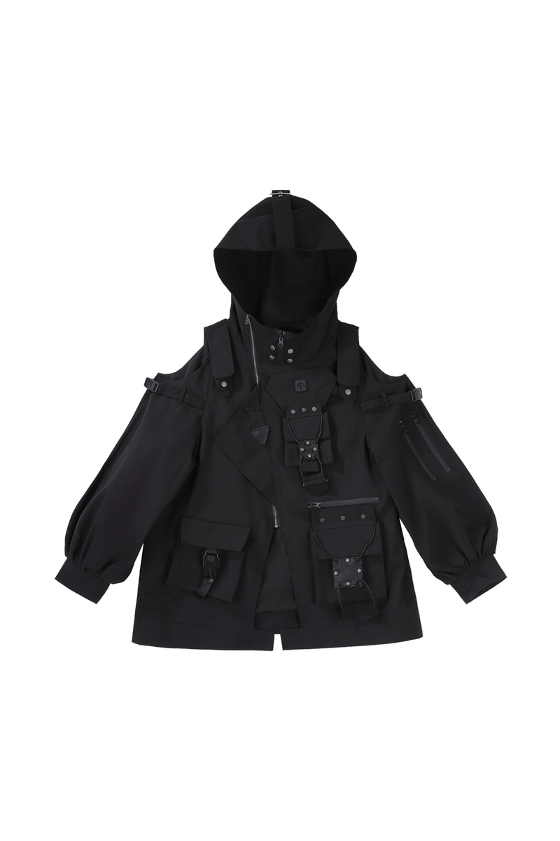 Dark Hooded Jacket + Shorts + Leg Covers
