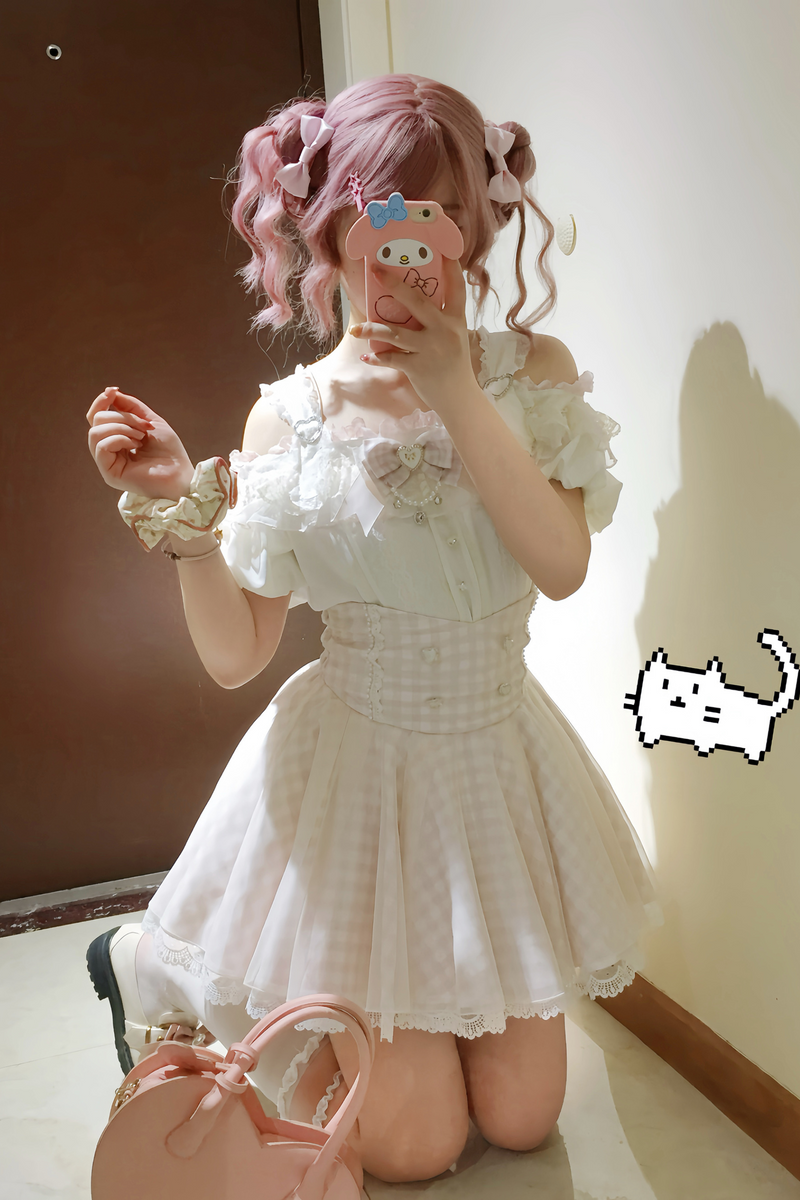 [pre-order] Mass Production Off-shoulder Top + High Waist Skirt