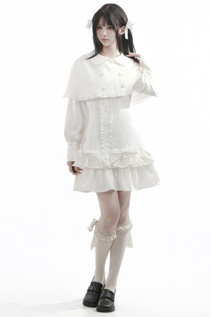 Ruffled Dress + Short Cape + Shirt + Skirt