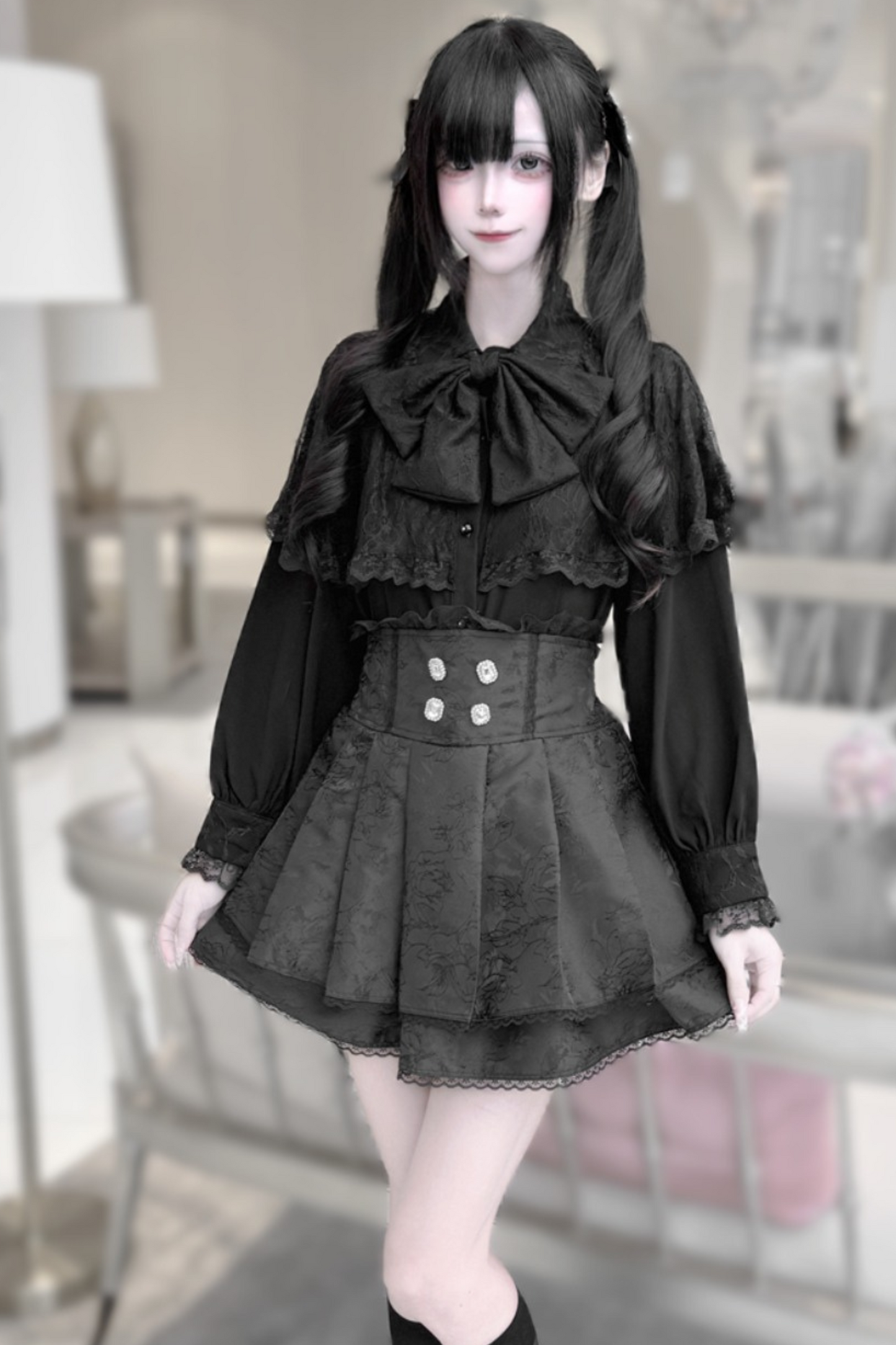 Dark Moon Shadow Cloak Veil Shirt + Skirt