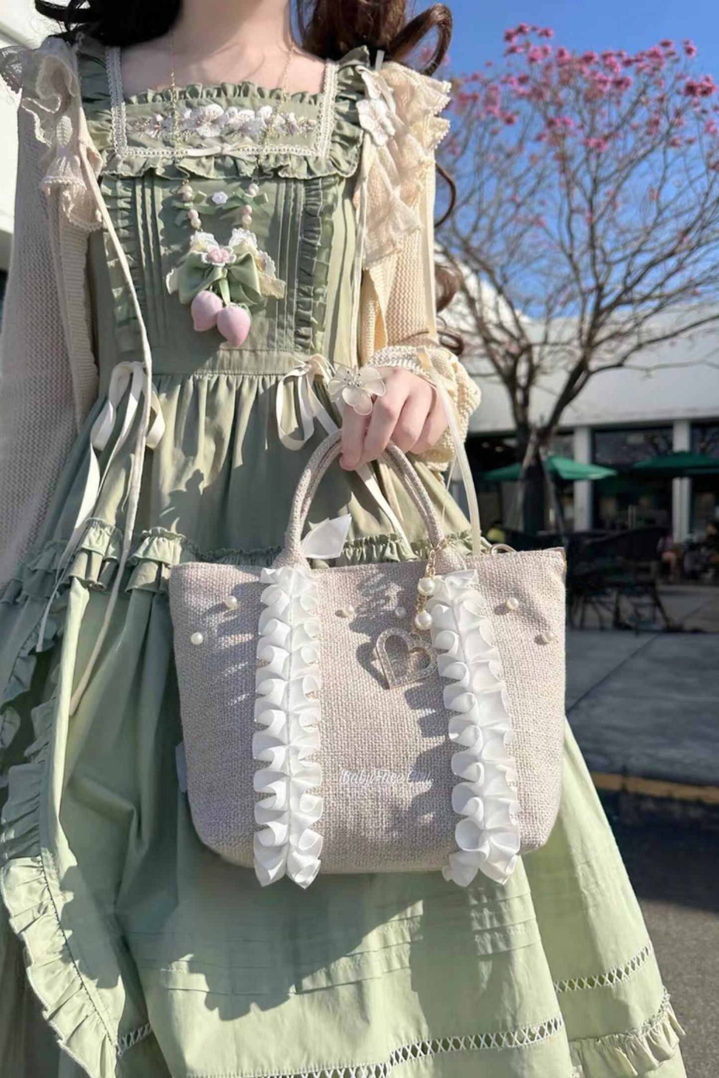Sweetheart Pearl Ruffle Bag