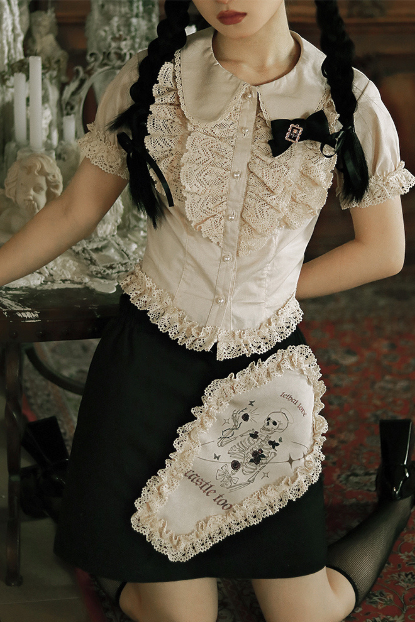 Ruffle Lace Shirt + Tiered Skirt