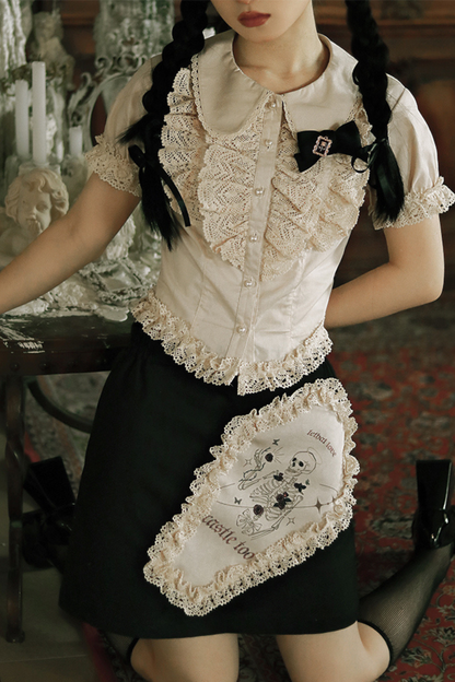 Ruffle Lace Shirt + Tiered Skirt