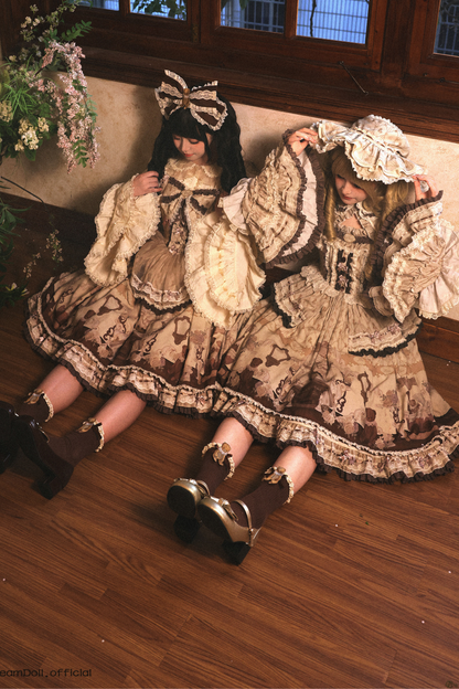 Briana Bear Print Dream Doll Lolita Dress + Jsk + Skirt + Shirt + Petticoat