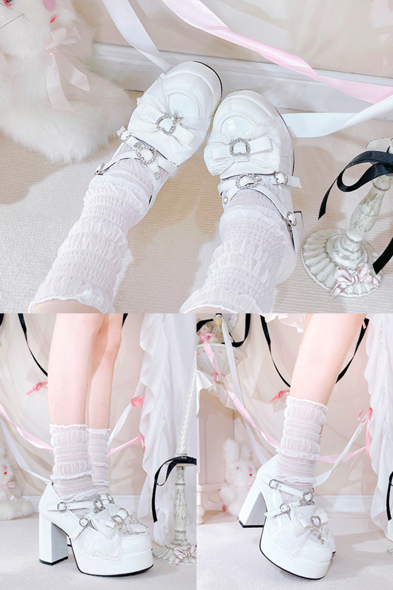 Stone Heart Ribbon Platform Shoes