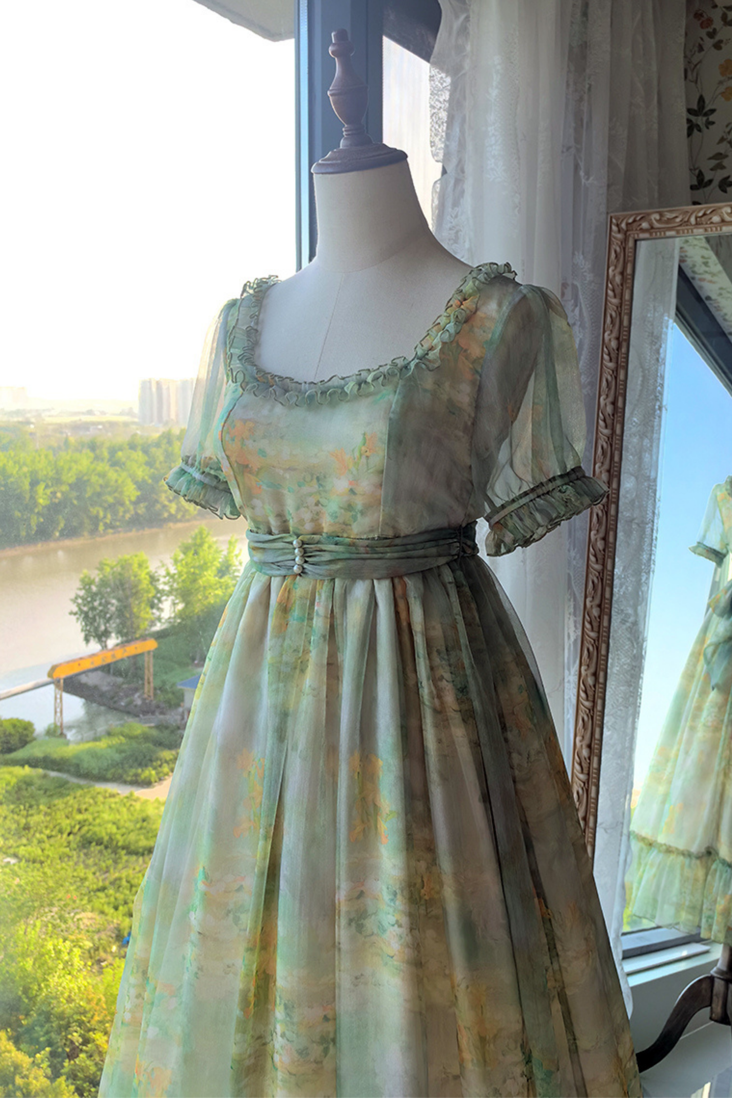 Marble Art High Waist Mark Lolita Dress