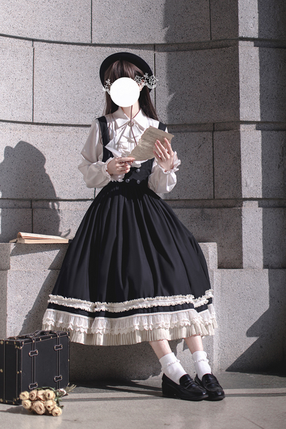 [pre-order] Retro Sweet College Coat + Suspender Skirt + Shirt + Collar + Brooch