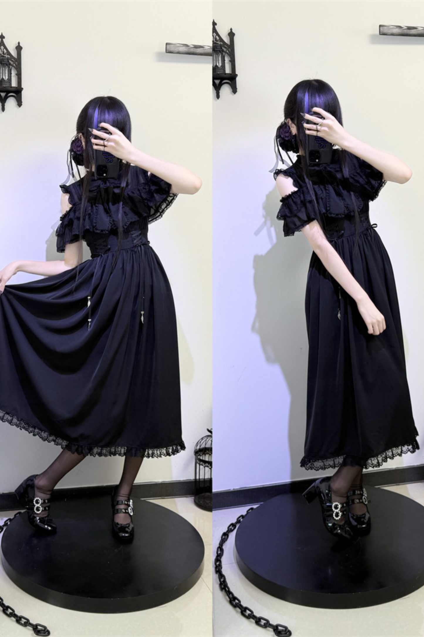 Dark Style Off Shoulder Lace Dress