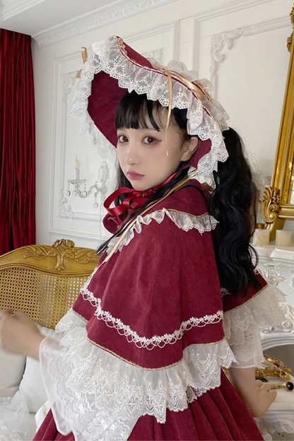 Gothic Doll Lace Jumperskirt + Baby Cap + Hairband + Shawl