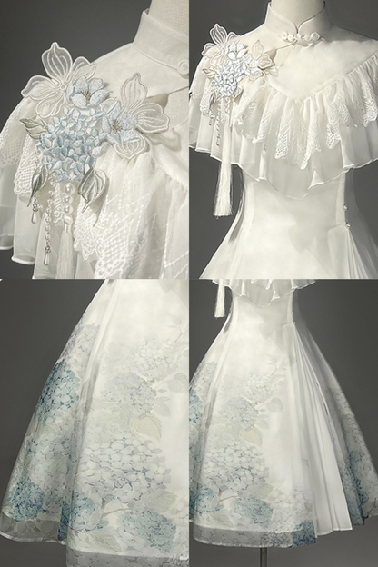 Hydrangea Letter Lolita Suspender Dress + Shawl