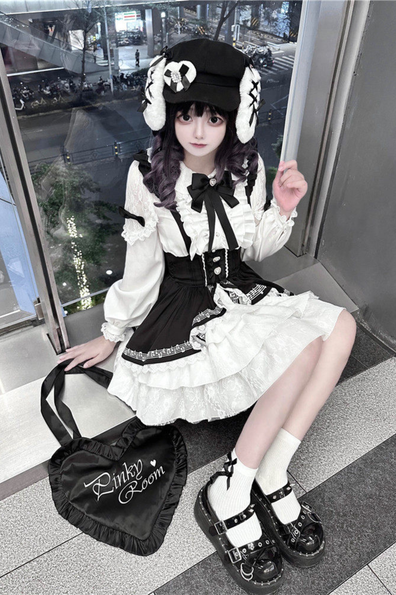 Lace Shirt + Tiered Bib Skirt