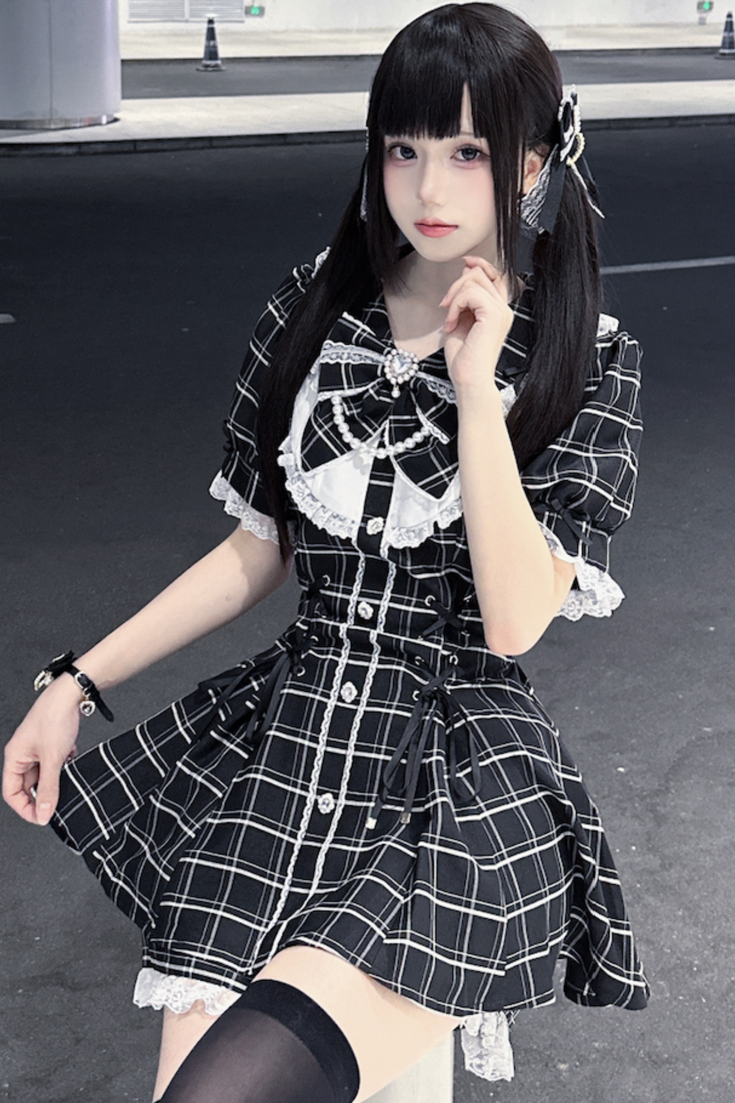 Ribbon Puff Sleeve Top + Inner Pants