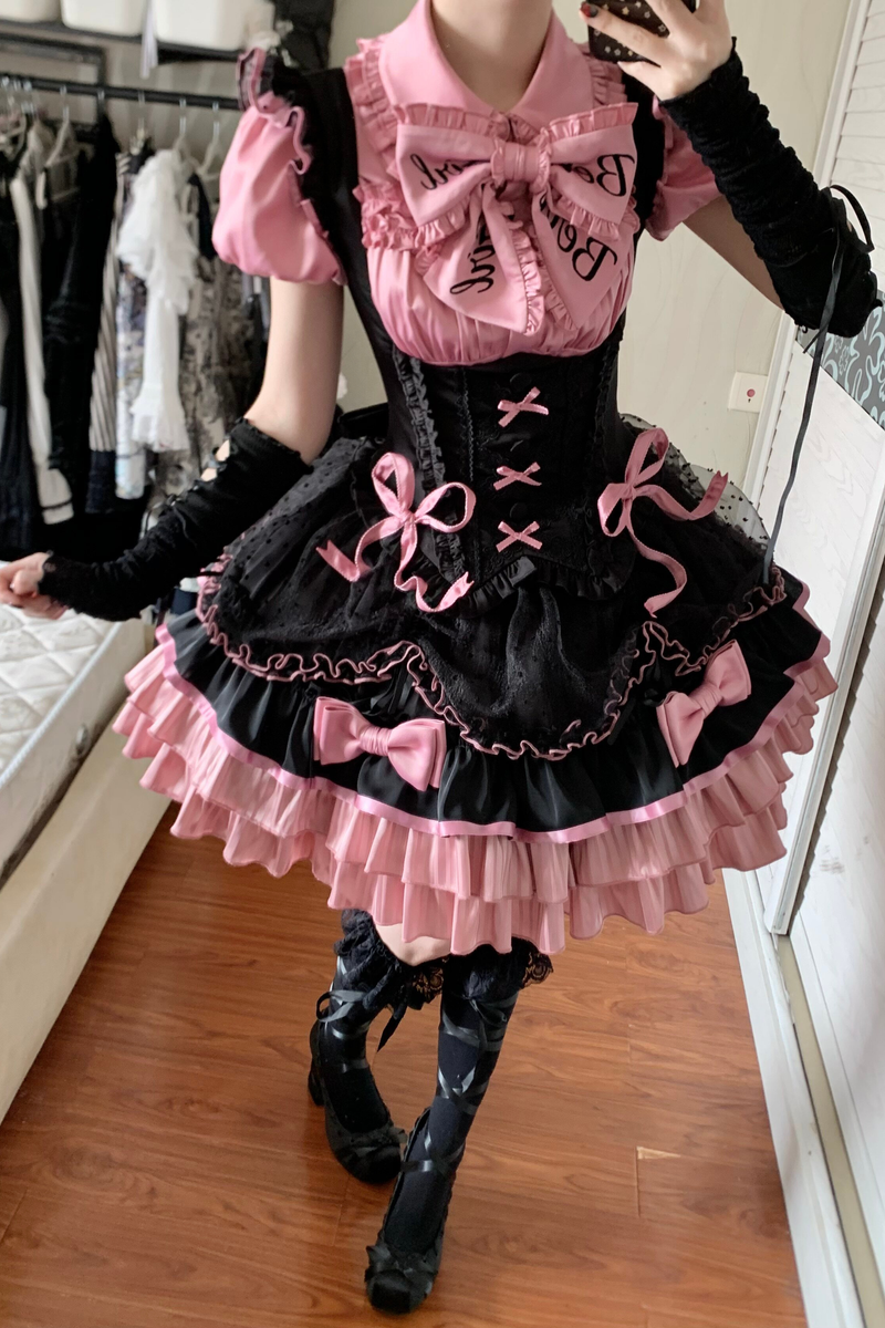 [pre-order Deadline: March 10] Candy Heartbeat Lolita Shirt + Jumper Skirt + Hat + Ribbon