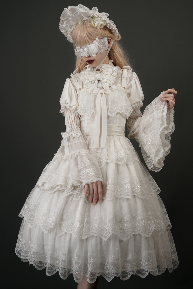 Flower Banquet Princess Sleeve Shirt + Ruffle Lolita Dress