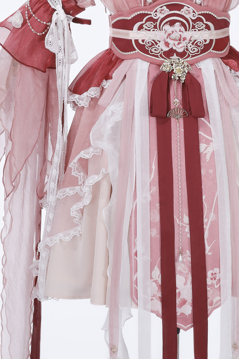 Chinese-style Feather Dress + Feather Sleeves + Waist Belt