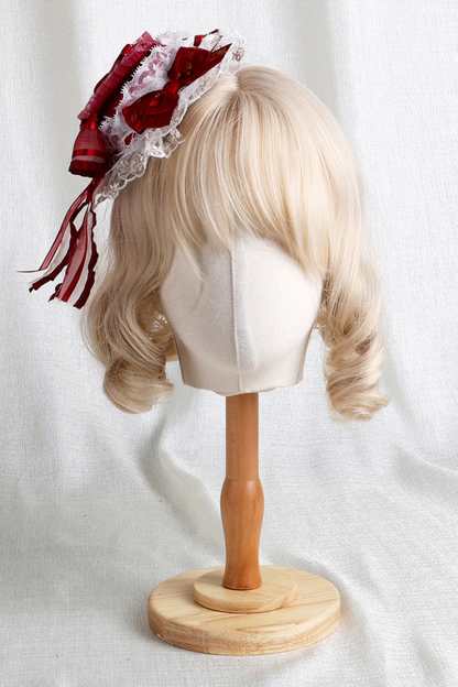 Rose Lace Lolita Bonnet + Hat + Hairband + Clip Hat + Crown