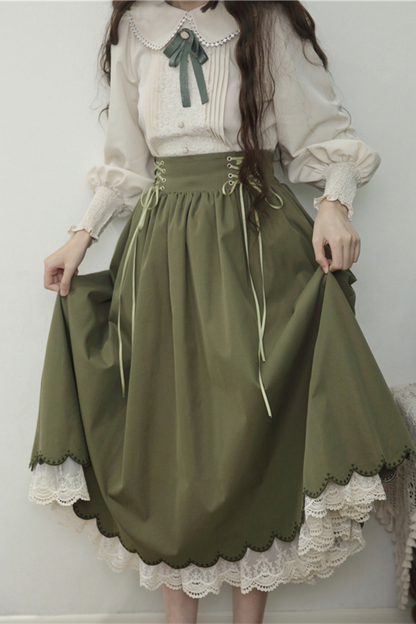 [pre-order] Retro Sweet College Shirt + High Waist Flare Skirt
