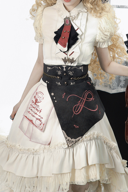 Lolita Puff Sleeve Top + Asymmetrical Skirt + Corset