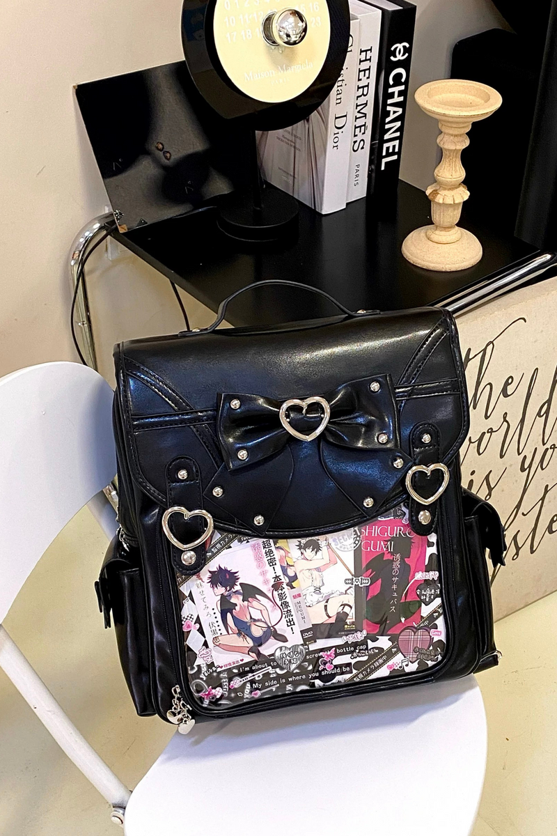 Ring Heart Ribbon Leather Ita Bag