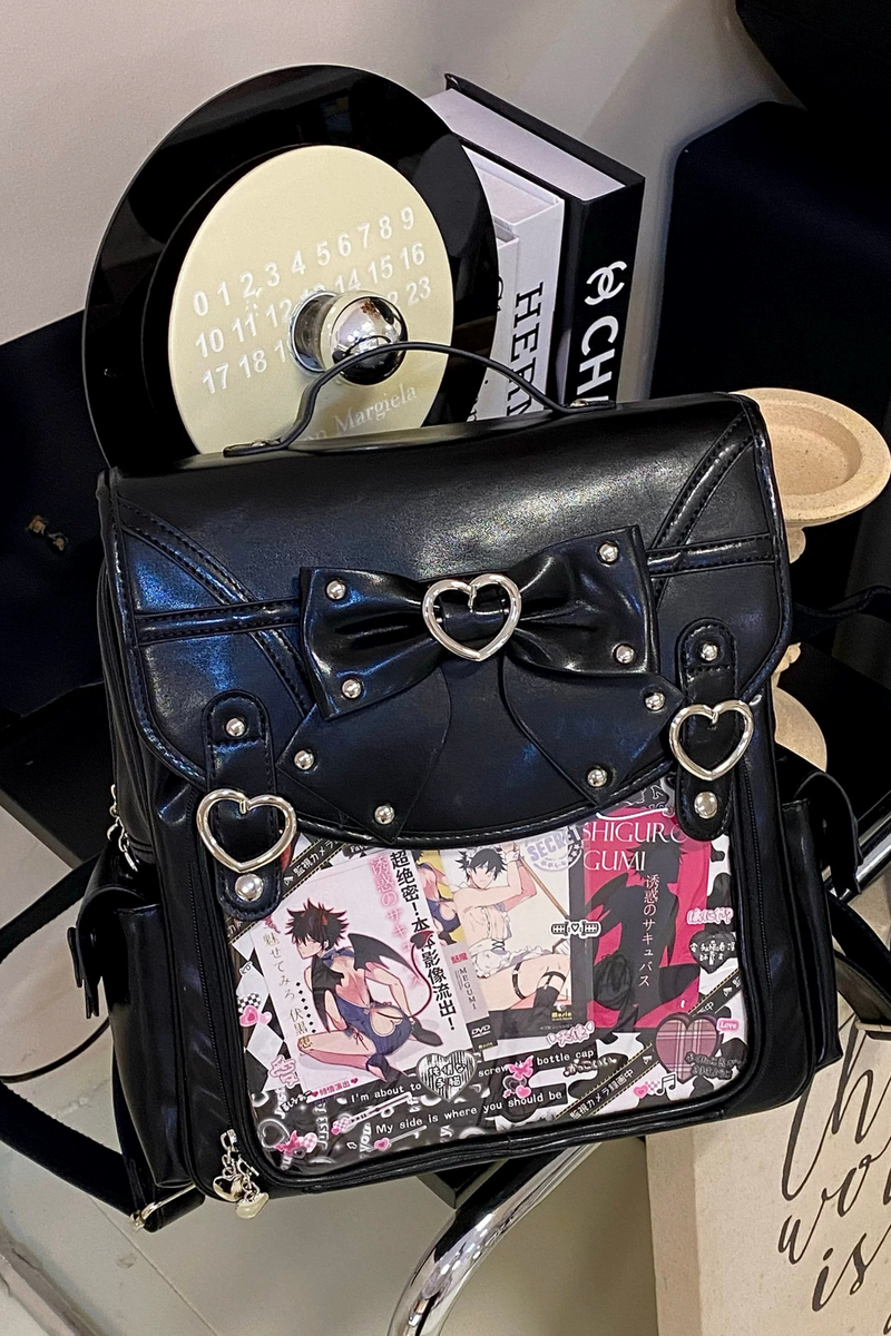 Ring Heart Ribbon Leather Ita Bag