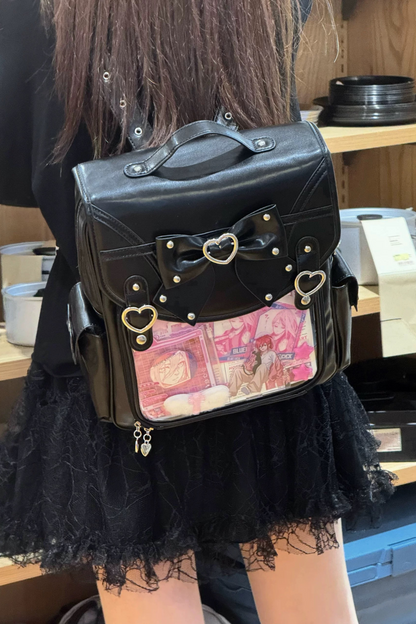 Ring Heart Ribbon Leather Ita Bag