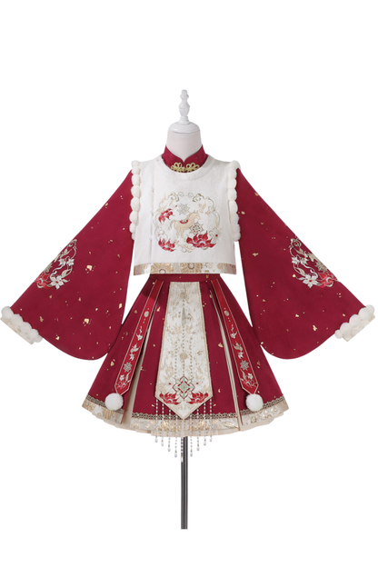Chinese Lolita Red Dress Set