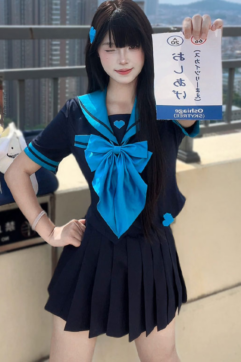Animation Heroine Sailor Top + Pleated Skirt + Leg Covers