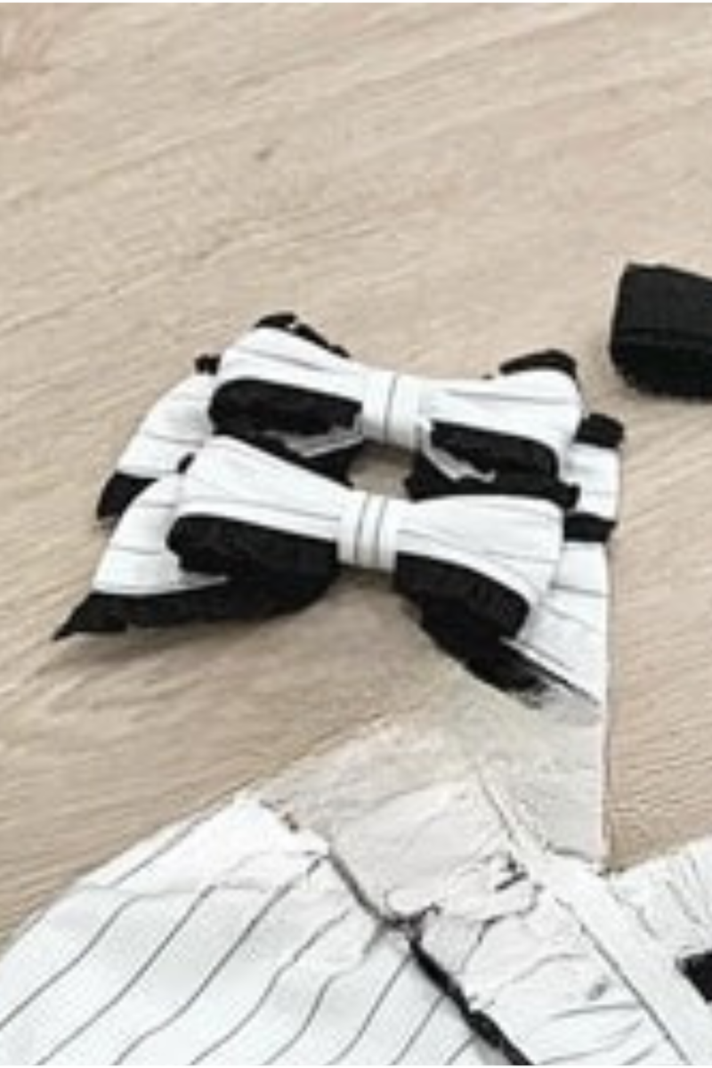 Gothic Lolita Striped Dress + Headband + Clip