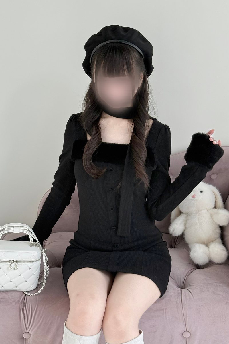 Point Fleece Design Tight Dress