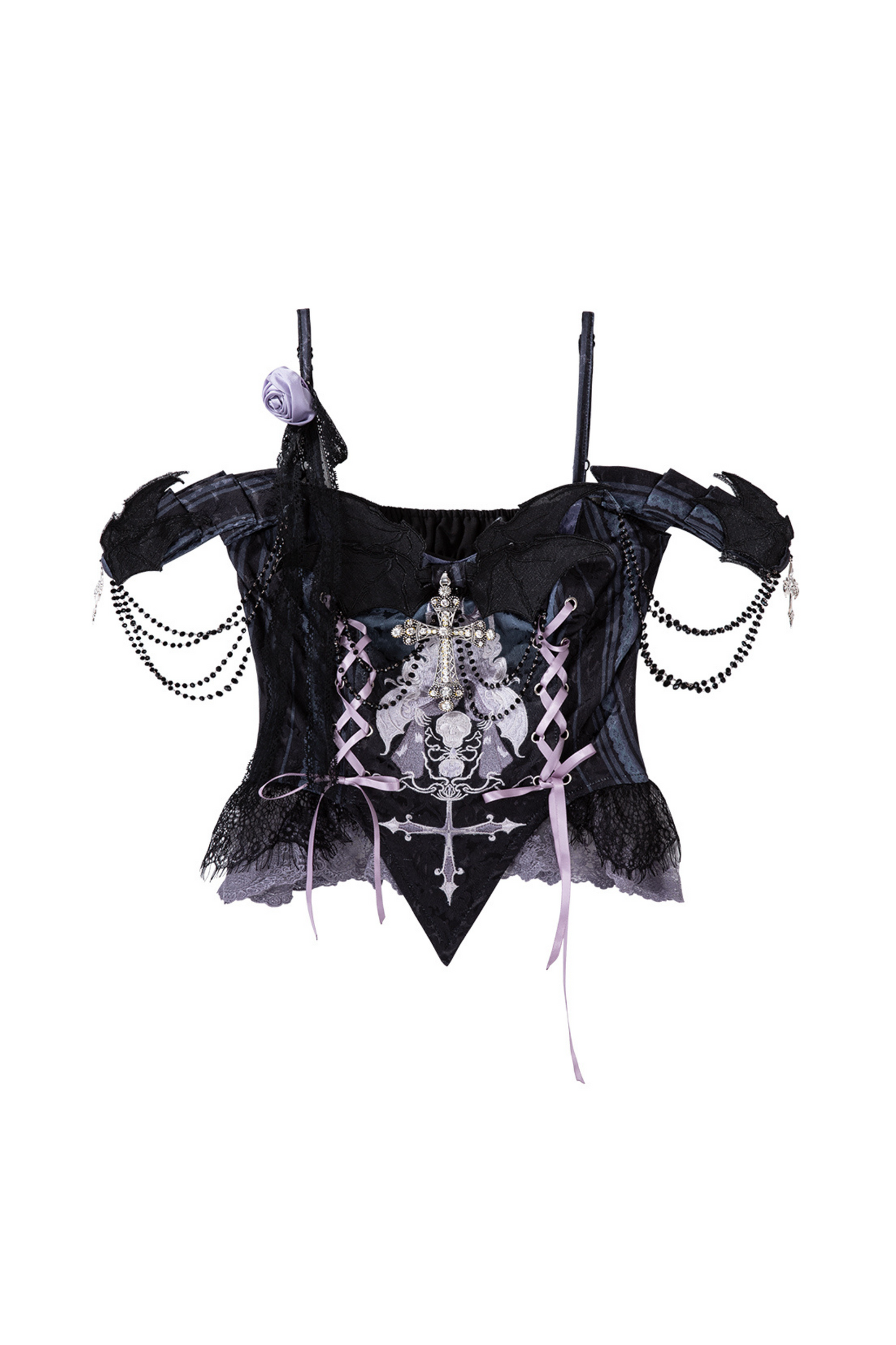 Gothic Style Dark Camisole Top + Dark Skull Skirt