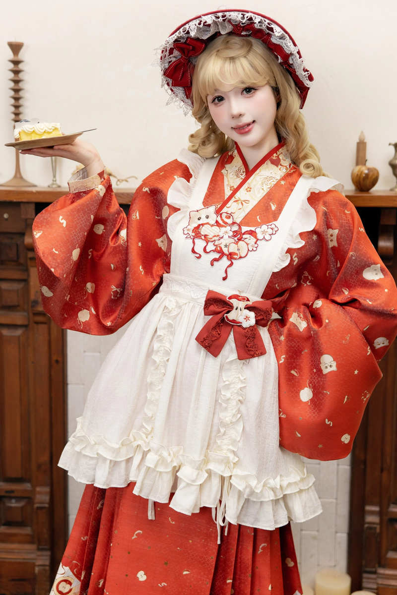 Apple Chinese-style Dress + Skirt + Overskirt + Brooch + Shawl