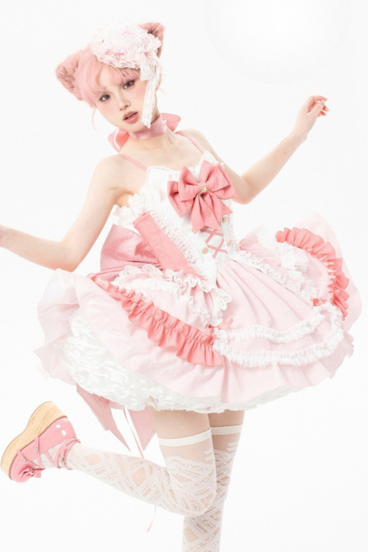 [pre-order] Berry Heart Ruffled Ribbon Lolita Set