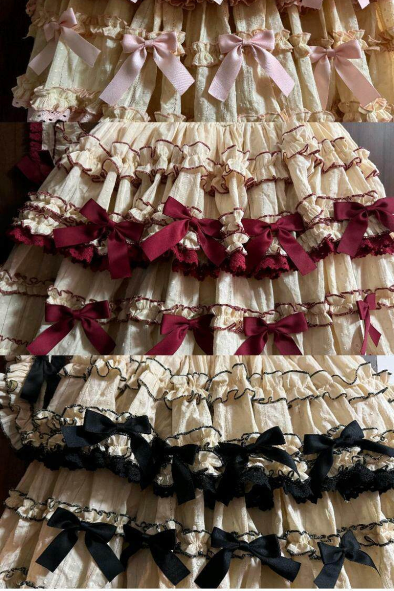 Pure Girl Ribbon Lolita Skirt + Innerwear + Vest + Hair Band + Sleeve