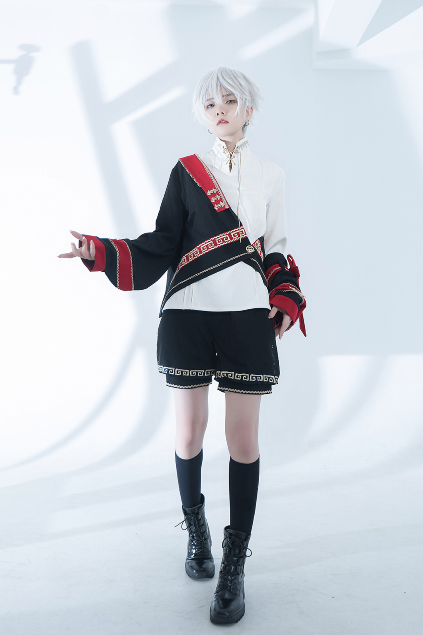 Retro Stand Collar Shirt + Shorts + Jacket
