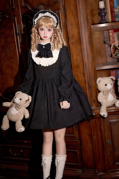 [pre-order] Dark Doll Lolita Dress + Apron + Ribbon + Headband