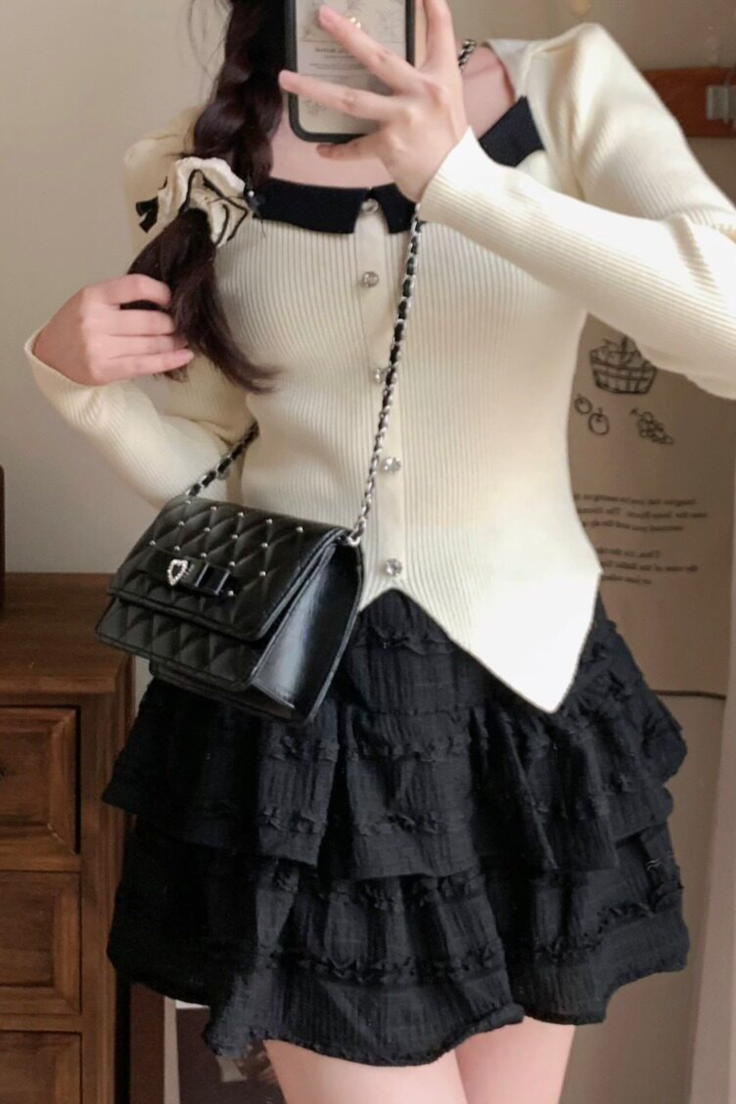 Rhinestone Bow Chain Bag